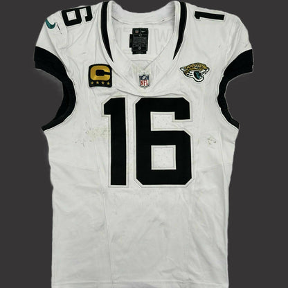 Trevor Lawrence GAME WORN 11/30/25 PHOTO MATCHED 📸 Jacksonville Jaguars NFL Jersey vs Tennessee Titans Also includes COA