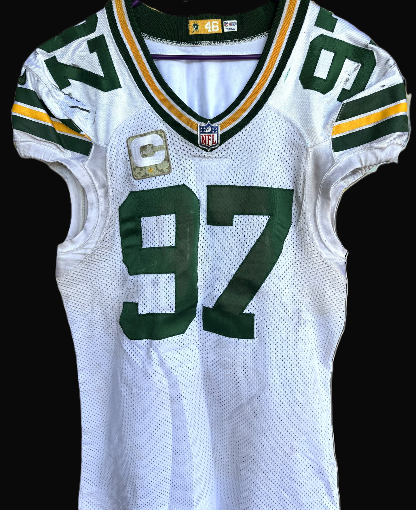 Kenny Clark GAME WORN 💪 and Signed 🖋️ Green Bay Packers⚪🟢 NFL Jersey👕 Also includes Captains Patch and PSA Authenticity 🛡️