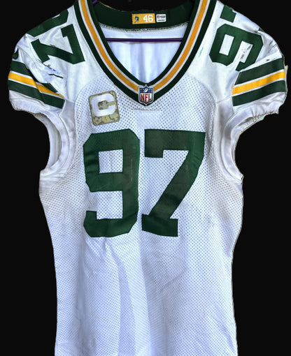 Kenny Clark GAME WORN 💪 and Signed 🖋️ Green Bay Packers⚪🟢 NFL Jersey👕 Also includes Captains Patch and PSA Authenticity 🛡️