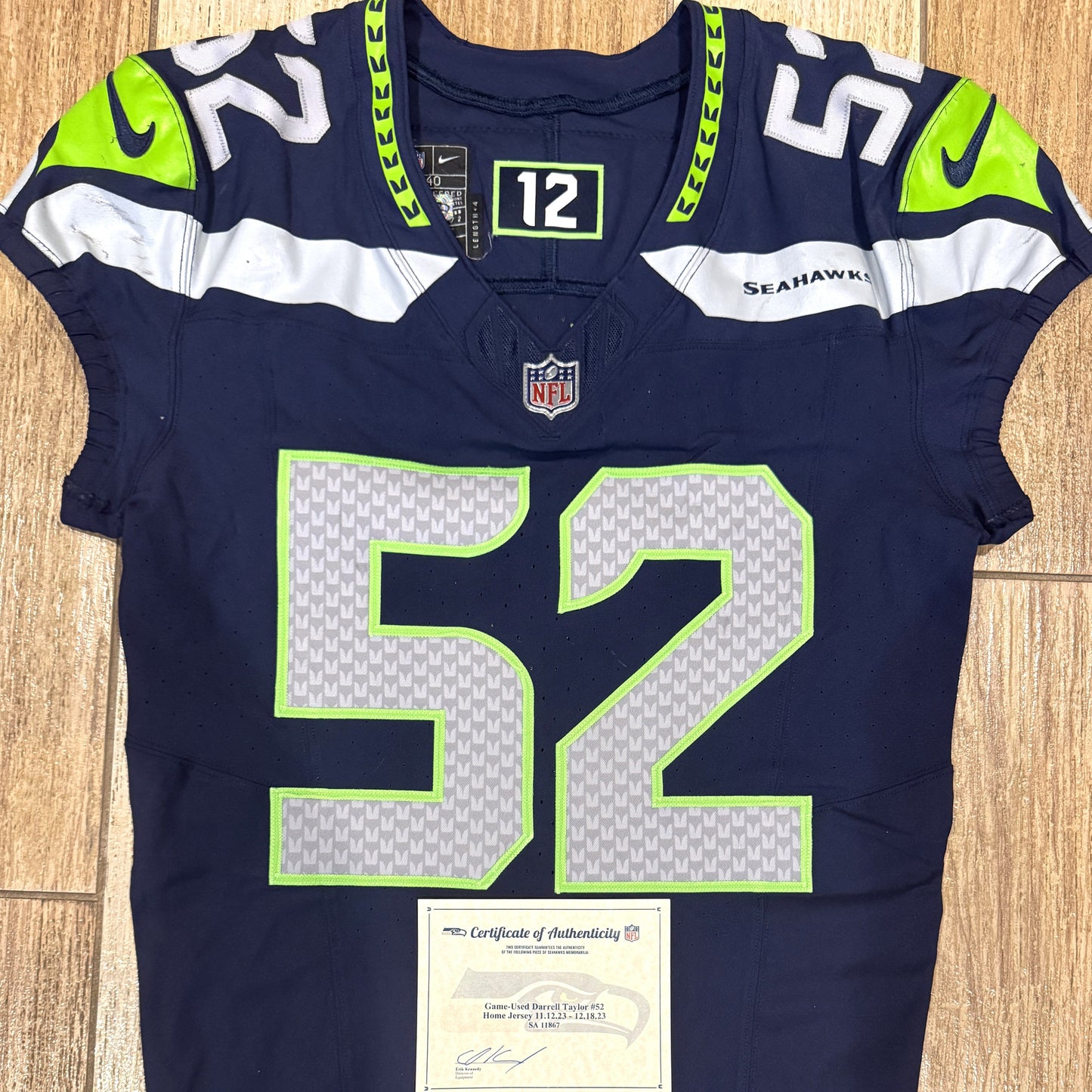Darrell Taylor GAME WORN 💪 11/12/23 & 12/18/23 Seattle Seahawks Nike NFL Jersey 👕 Worn in two separate victories: 11/12/23 vs. Commanders + 12/18/23 vs. Eagles