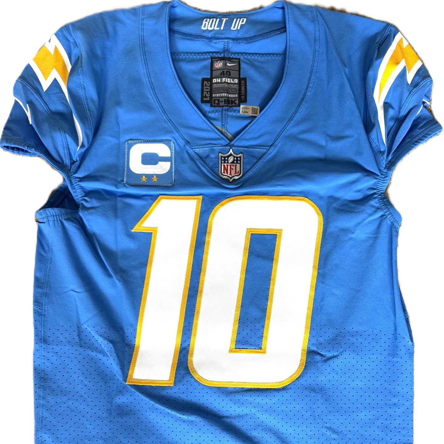 Justin Herbert TEAM-ISSUED💪Los Angeles Chargers⚡NFL Nike Jersey includes Captains Patch