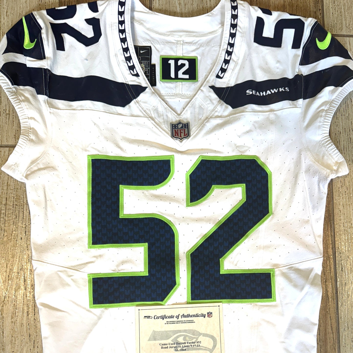 Darrell Taylor GAME-WORN💪09/17/2023 Seahawks Nike NFL Jersey👕vs. Detriot Lions🦁includes COA