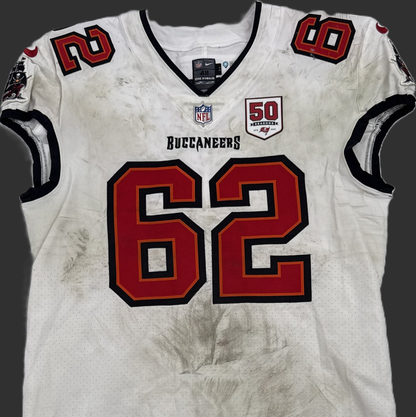 Graham Barton GAME WORN 💪 10/12/25 Tampa Bay Buccaneers Nike On-Field NFL Jersey 👕 vs. 49ers Inc. COA