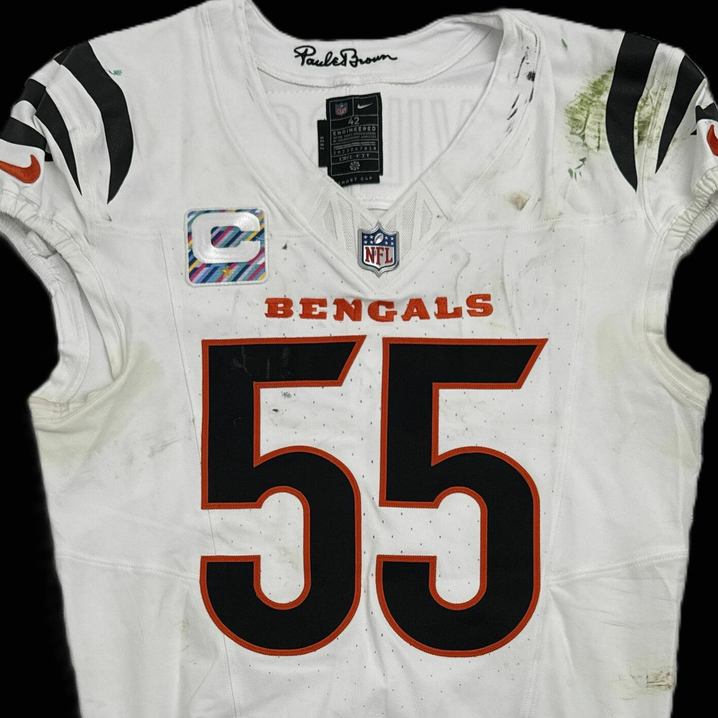 Logan Wilson GAME WORN/USED 10/12/25 💪 Cincinnati Bengals 🐅 Nike NFL Jersey vs Packers inc. COA 🛡️