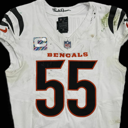 Logan Wilson GAME WORN/USED 10/12/25 💪 Cincinnati Bengals 🐅 Nike NFL Jersey vs Packers inc. COA 🛡️