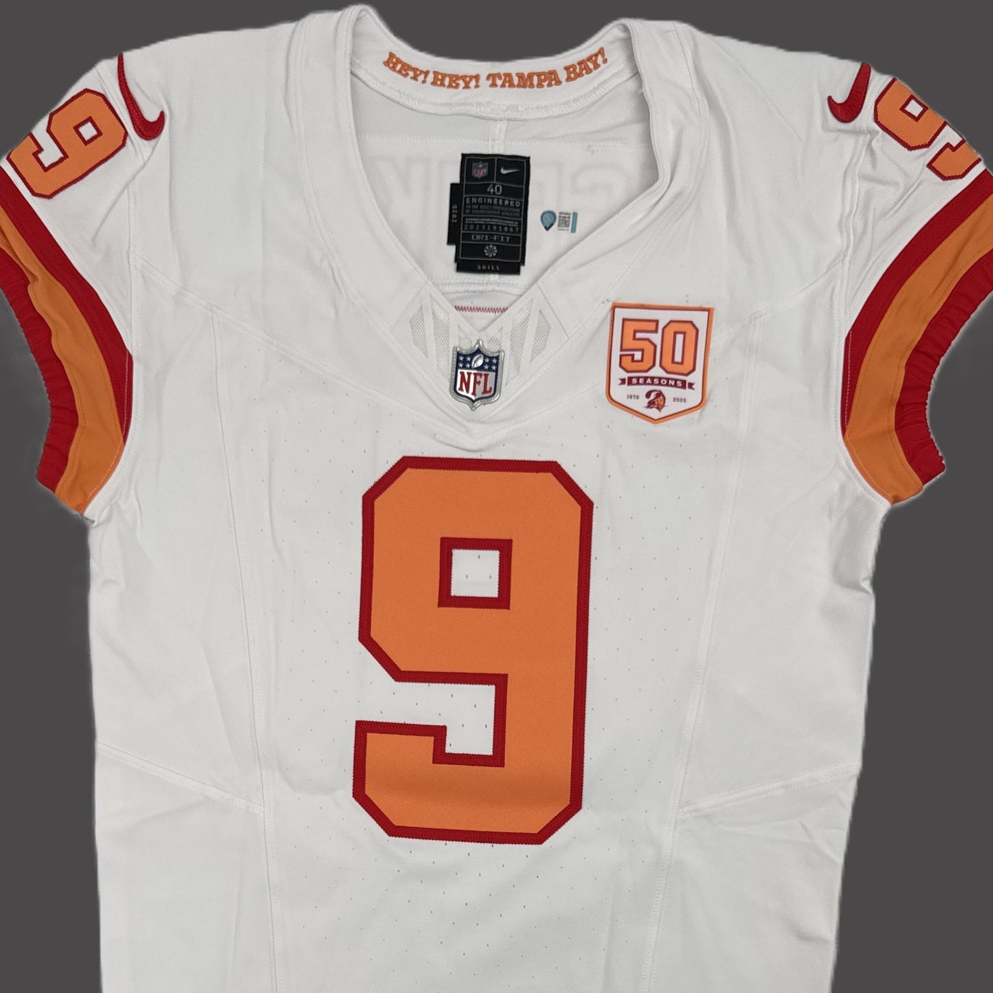 Emeka Egbuka TEAM ISSUED 🔥 Tampa Bay Buccaneers Nike NFL Iconic 1976 Jersey 👕 Also includes Certificate of Authenticity