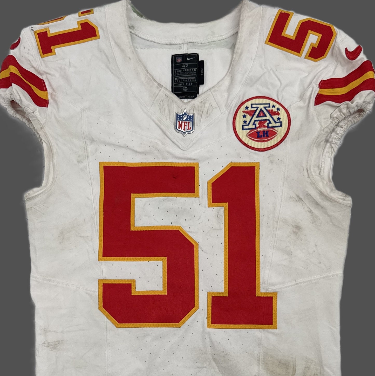 Mike Danna GAME WORN 💪 10/06/25 Kansas City Chiefs Nike NFL Jersey 🎽 vs Jaguars - COA included 🛡️