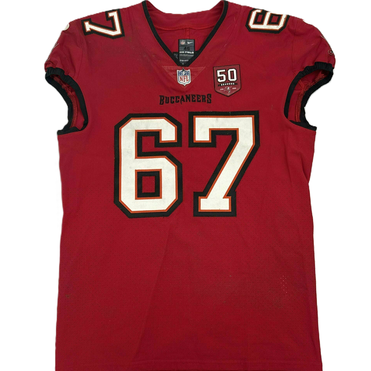 Luke Goedeke GAME WORN 💪12/07/25 Tampa Bay Buccaneers Nike NFL Jersey vs New Orleans Saints Includes Authenticity