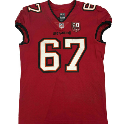 Luke Goedeke GAME WORN 💪12/07/25 Tampa Bay Buccaneers Nike NFL Jersey vs New Orleans Saints Includes Authenticity