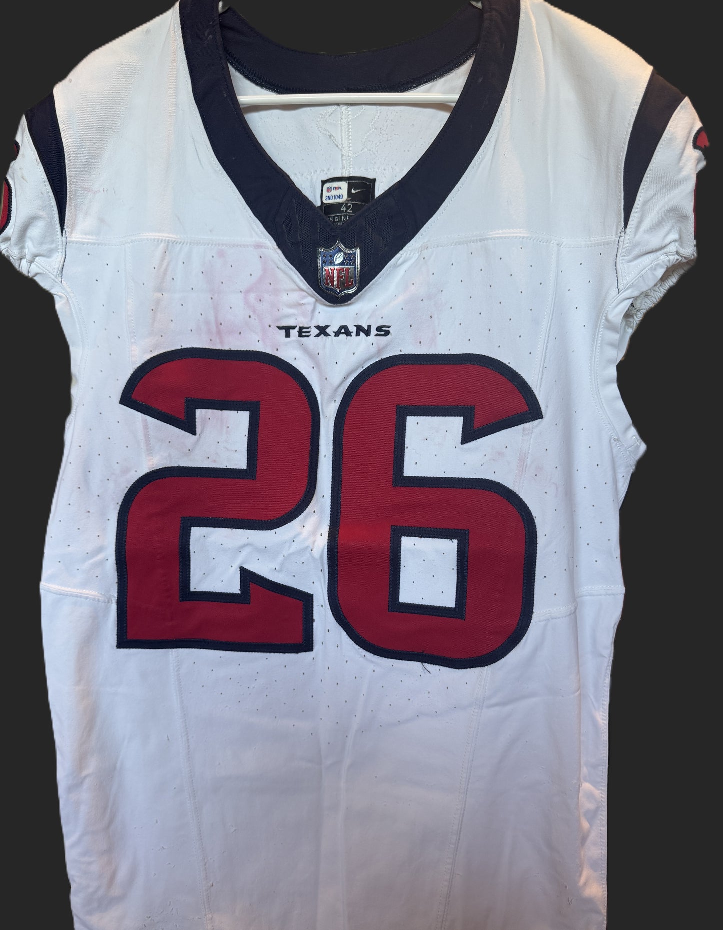 Devin Singletary GAME WORN 💪 11/12/23 & PHOTO MATCHED 📸 Houston Texans Nike NFL Jersey🎽 vs. Cincinnati Bengals – Salute to Service Game