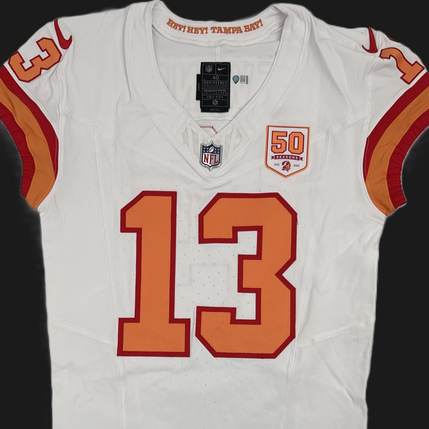 Mike Evans GAME-ISSUED🔥Tampa Bay Buccaneers Nike NFL Iconic 1976 Jersey👕 Inc. 50 Seasons Patch
