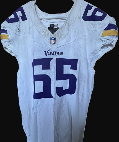 Michael Jurgens GAME WORN 💪 09/28/25 Minnesota Vikings 💜 vs Pittsburgh Steelers NFL Jersey Also includes PSA Authentication