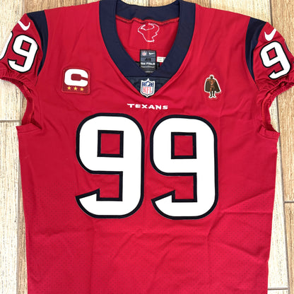J.J. Watt 💯 TEAM ISSUED 💪 Houston Texans On-Field Nike NFL Jersey 👕 Also includes COA 🛡️ & Walter Payton NFL Man of the Year & Captain Patches