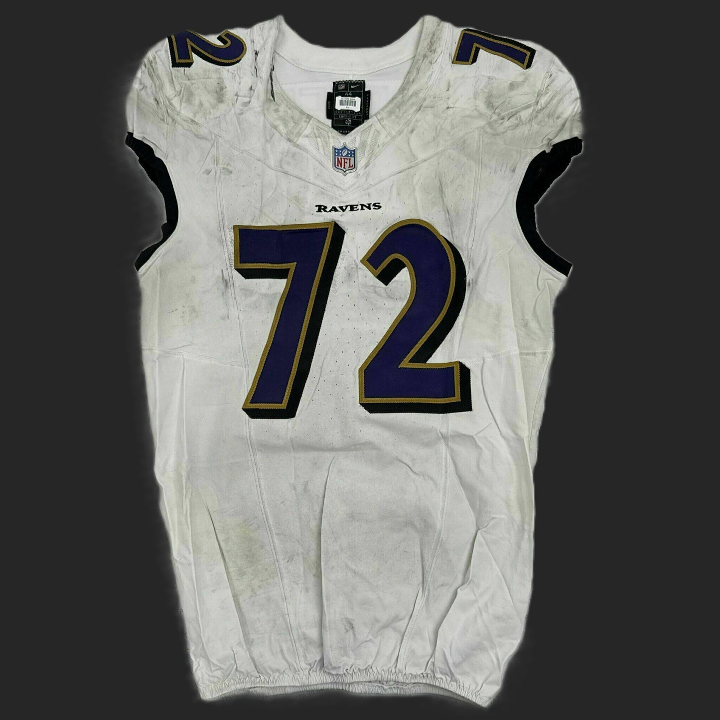 Andrew Vorhees GAME-WORN 💪 11/09/25 Baltimore Ravens 💜 NFL Jersey WIN vs Minnesota Vikings  Also Includes Certificate of Authenticity