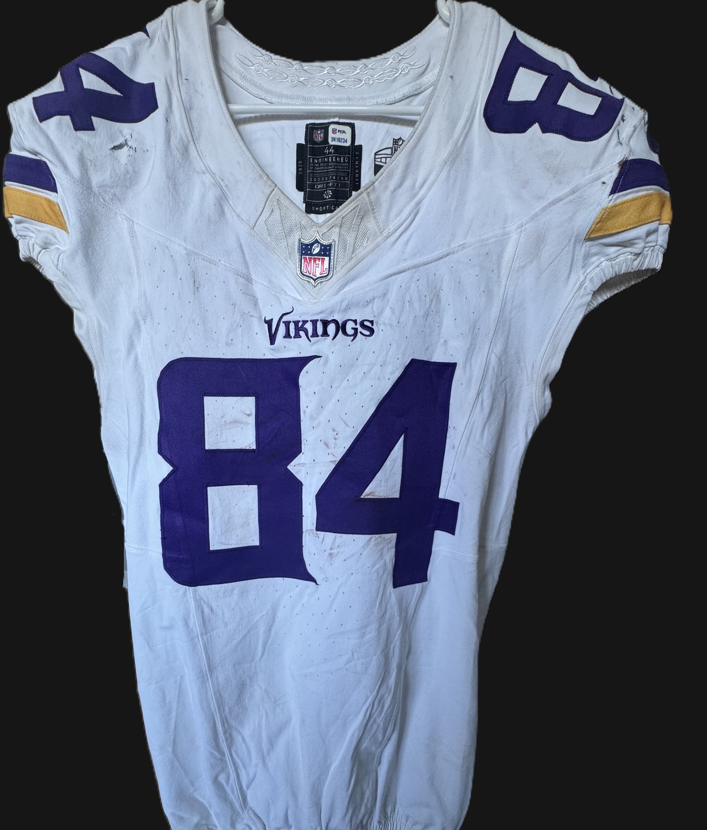Josh Oliver GAME WORN 💪 09/28/25 PHOTO MATCHED  📸 Minnesota Vikings vs Pittsburgh Steelers NFL Jersey Also includes PSA Authentication