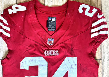 Jordan Mason GAME WORN 10/20/24 PHOTO MATCHED 📸 San Francisco 49ers NFL Jersey 👕 vs Kansas City Chiefs Also includes PSA COA 🛡️
