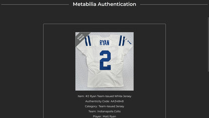 Matt Ryan GAME/TEAM ISSUED 💪 Indianapolis Colts 🐎 Nike NFL Jersey 👕 Includes COA📄