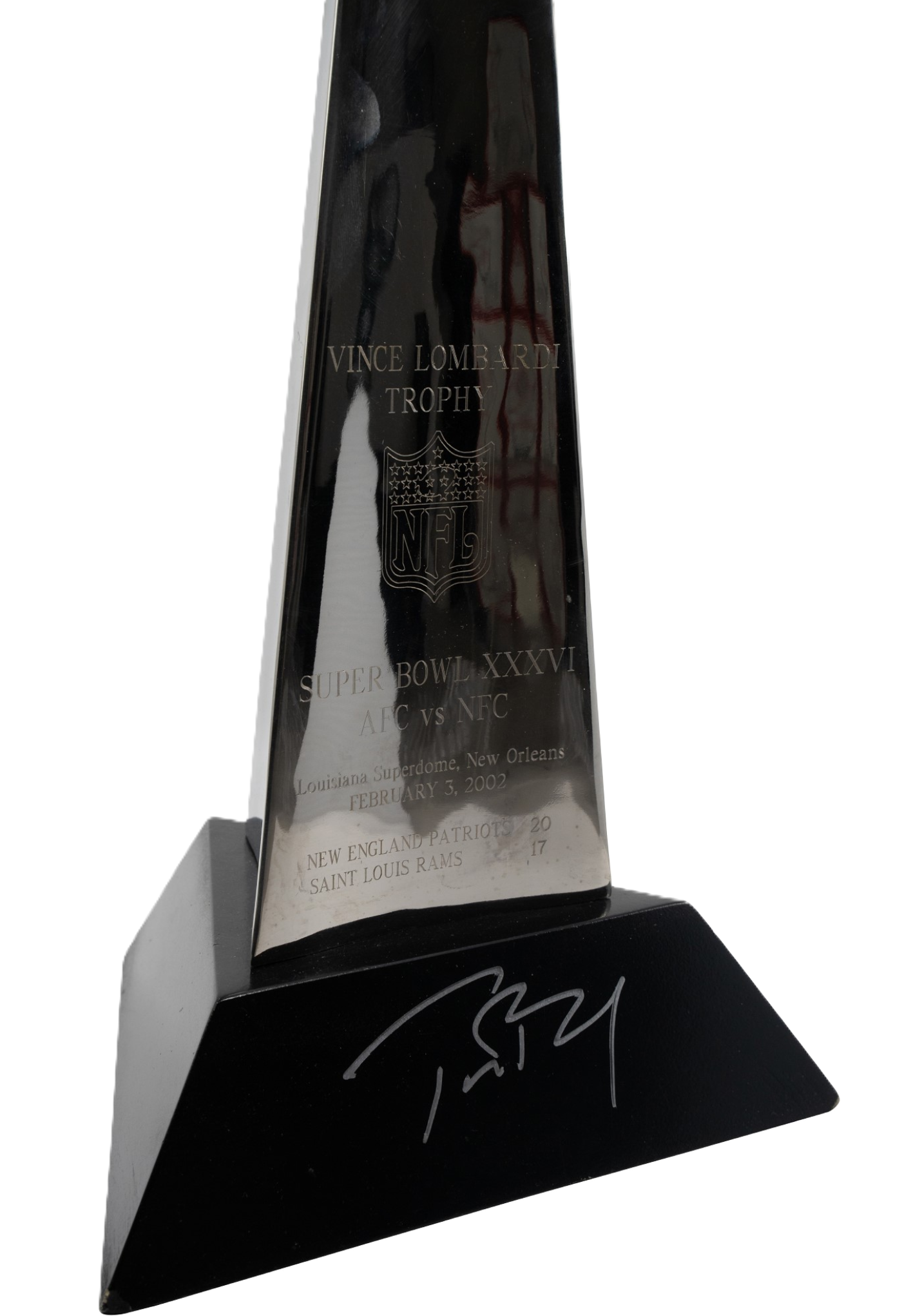 TOM BRADY 🐐 Hand Signed New England Patriots Super Bowl XXXVI Replica Vince Lombardi Trophy inc. COA 💥