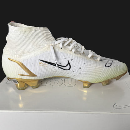Justin Tucker Signed ✍️ + Inscribed GAME WORN 💪 NFL Cleats 👟 21-22 Season Baltimore Ravens 💜 Also includes COA 🛡️