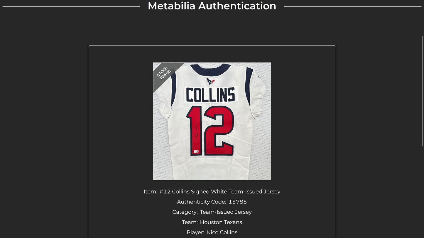 Nico Collins TEAM/GAME ISSUED 💥 Hand Signed✍️ Houston Texans 🐂 Nike NFL Jersey Also inc. COA 🛡️