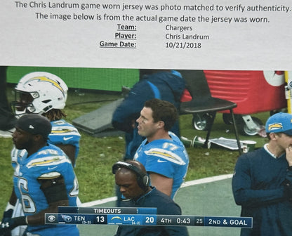 Chris Landrum GAME WORN💪10/21/18 PHOTO MATCHED📸Los Angeles Chargers NFL On-Field Jersey vs. Tennessee Titans