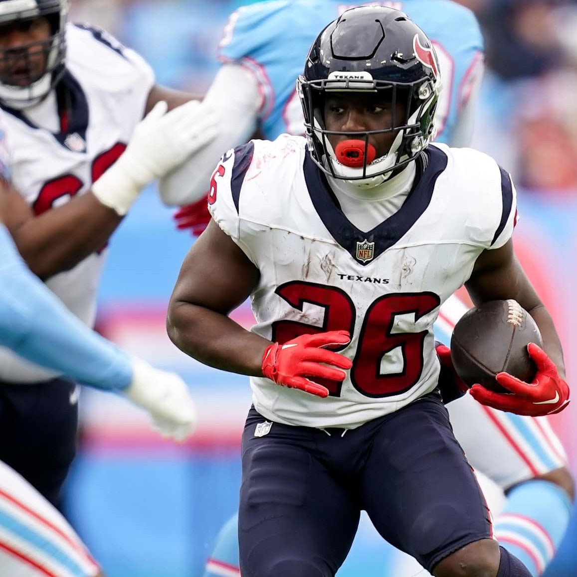 Devin Singletary GAME WORN 💪 11/12/23 & PHOTO MATCHED 📸 Houston Texans Nike NFL Jersey🎽 vs. Cincinnati Bengals – Salute to Service Game