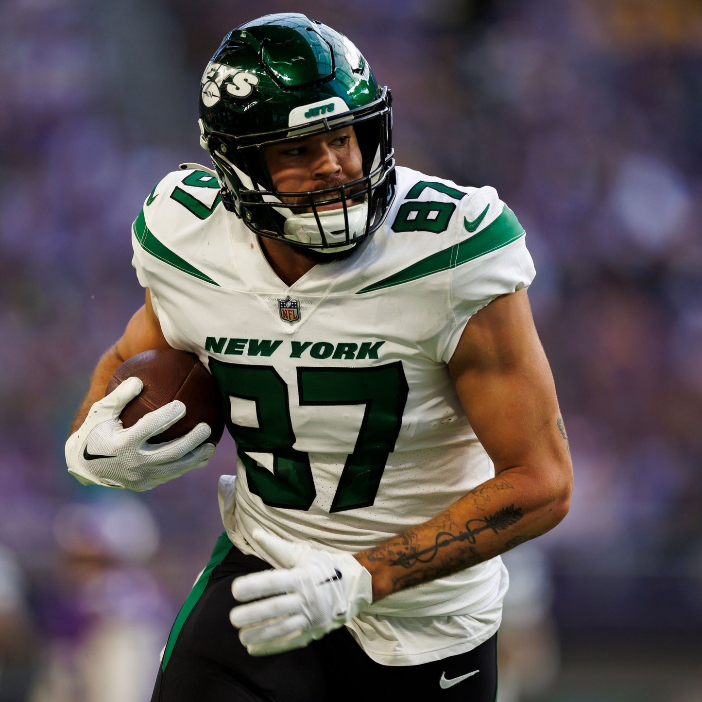 C.J. Uzomah GAME WORN/USED 💪 New York Jets Nike NFL Jersey 👕 with PSA Authenticity🛡️ Salute 2 Service Game