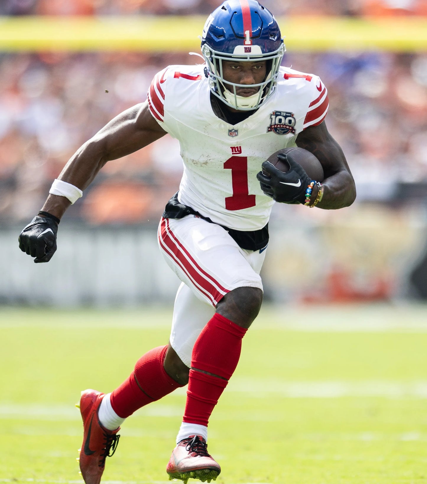 Malik Nabers Signed 🖊️ New York Giants Throwback Replica Nike NFL Jersey 👕 Also includes PSA Authenticity 🛡️