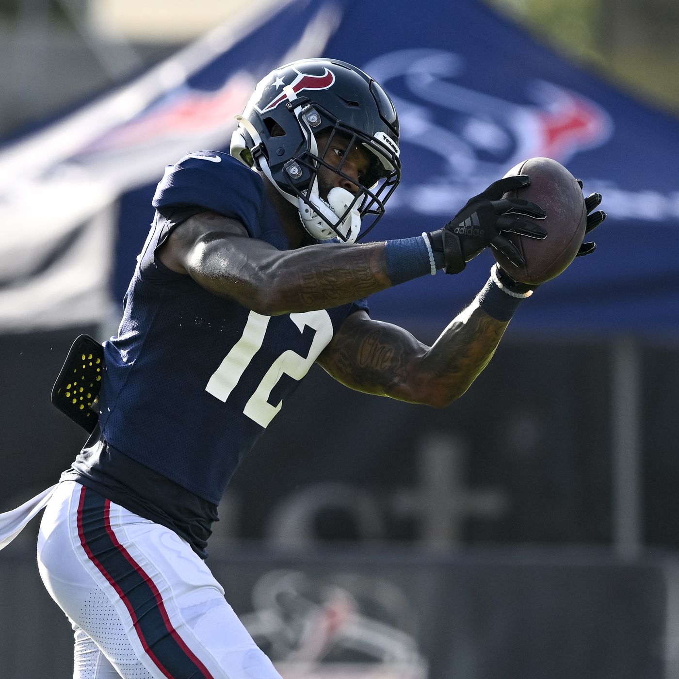 Nico Collins Hand Signed 🖊️ Practice-USED 💪 Wilson The Duke NFL Ball Inscribed "Houston Strong!"