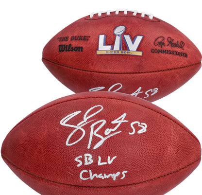 Shaquil Barrett Signed✍️Tampa Bay Buccaneers Super Bowl LV Duke Football with“SB LV CHAMPS” Inscription