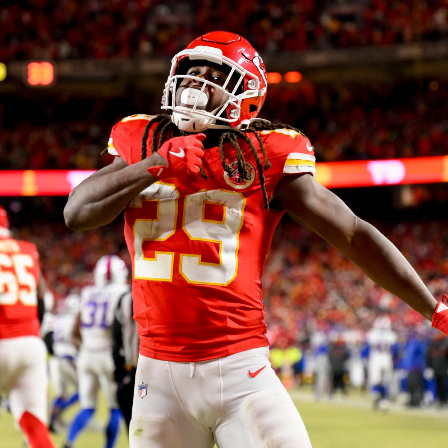 Kareem Hunt GAME-USED💪09/28/25 Kansas City Chiefs NFL Jersey🎽vs. Baltimore Ravens