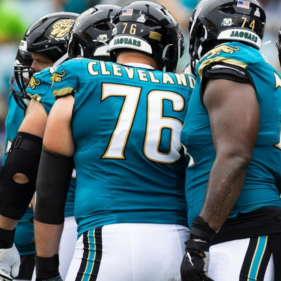 Ezra Cleveland GAME WORN 09-28-25 Jacksonville Jaguars Nike NFL Jersey vs. San Francisco 49ers Also includes COA 🛡️
