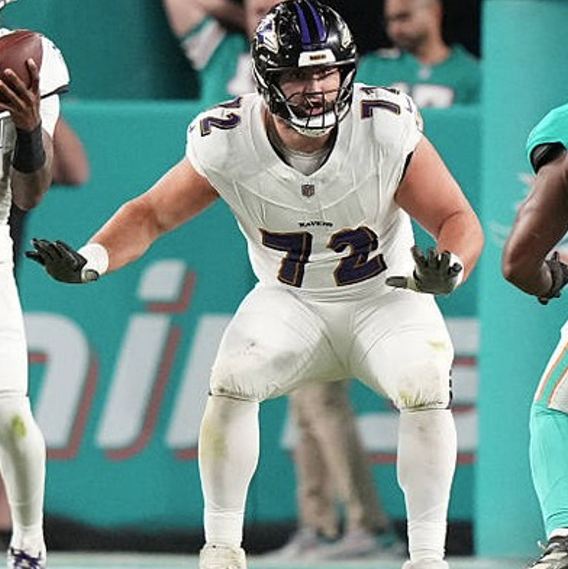 Andrew Vorhees GAME-WORN 💪 11/09/25 Baltimore Ravens 💜 NFL Jersey WIN vs Minnesota Vikings  Also Includes Certificate of Authenticity