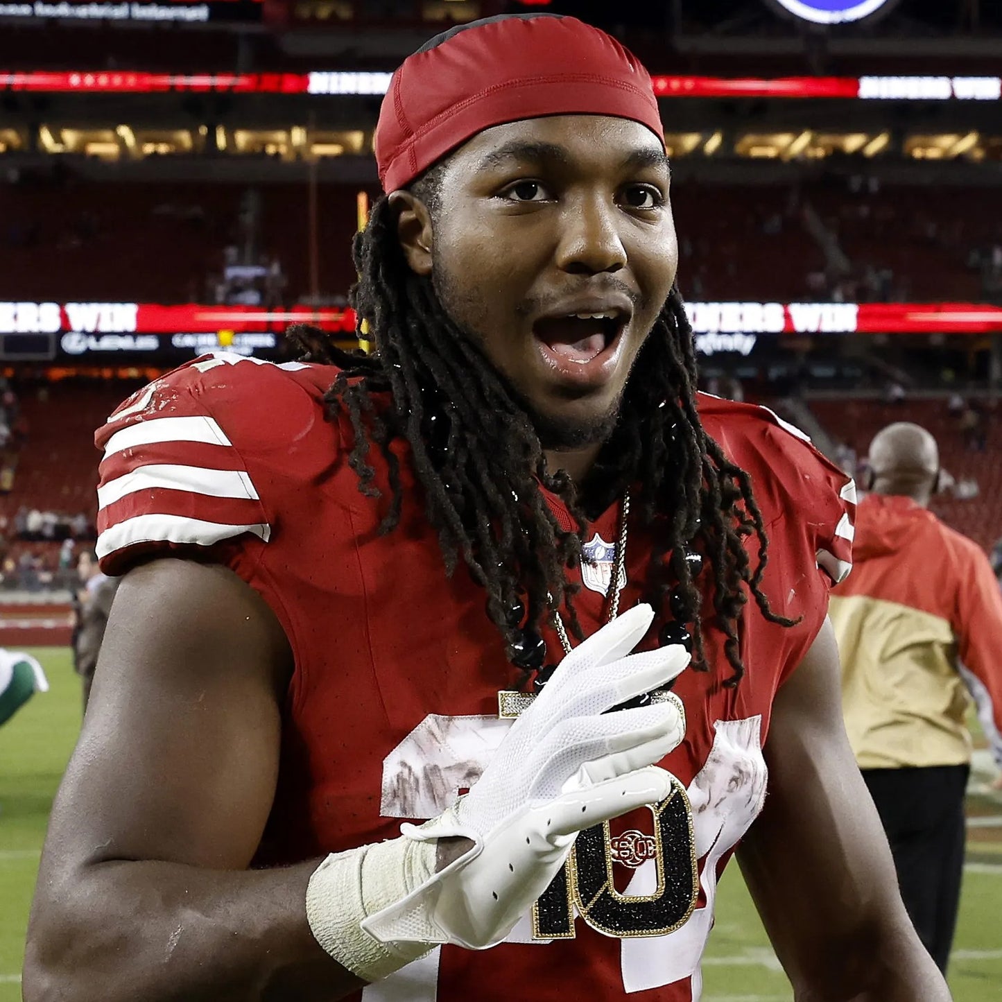 Jordan Mason GAME WORN 10/20/24 PHOTO MATCHED 📸 San Francisco 49ers NFL Jersey 👕 vs Kansas City Chiefs Also includes PSA COA 🛡️