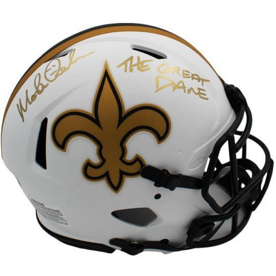 Morten Andersen Signed New Orleans Saints ⚜️ Full Size Authentic On Field Lunar Eclipse Alternate Speed Helmet Inscribed "The Great Dane"