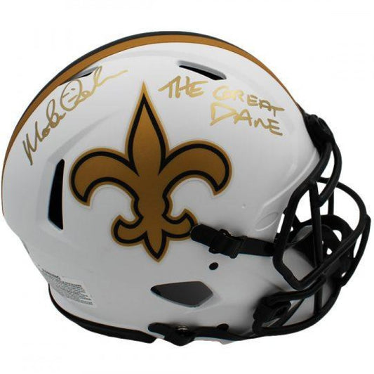 Morten Andersen Signed New Orleans Saints ⚜️ Full Size Authentic On Field Lunar Eclipse Alternate Speed Helmet Inscribed "The Great Dane"