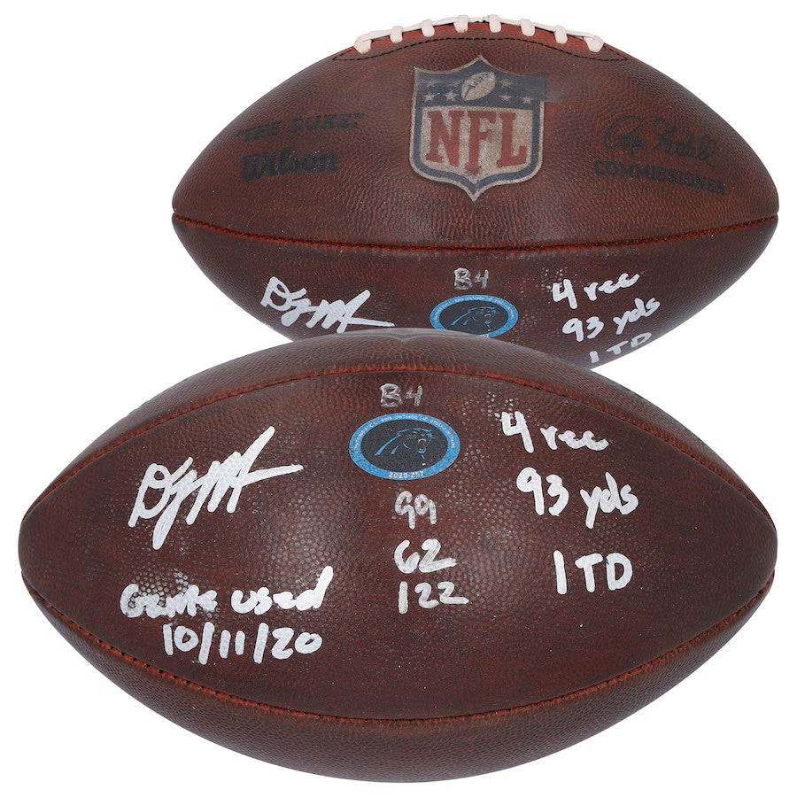 DJ Moore Signed + Inscribed Carolina Panthers GAME-USED💪10/11/20 Wilson Duke Football with Multiple Inscriptions