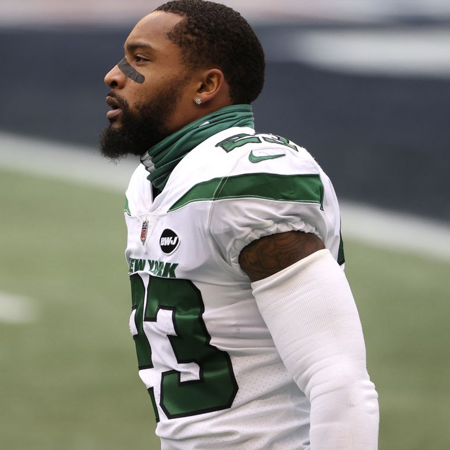Arthur Maulet GAME WORN 💪 New York Jets Nike NFL Jersey 👕 vs. Buffalo Bills Also features official BWJ memorial patch + PSA COA🛡️
