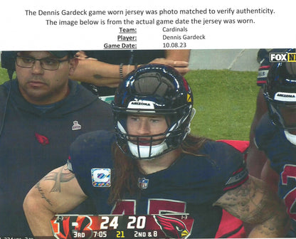Dennis Gardeck GAME WORN💪10/08/2023 PHOTO MATCHED Arizona Cardinals NFL Jersey vs.Bengals🐅