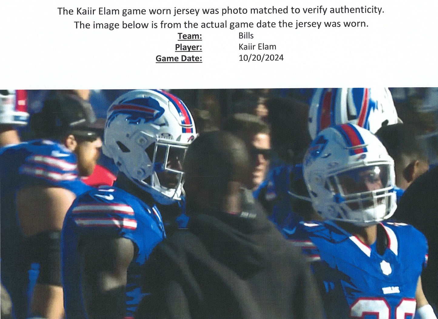 Kaiir Elam GAME WORN💪10/20/24 PHOTO MATCHED📸Bills🦬NFL Jersey🎽Nike| PSA COA vs.Titans
