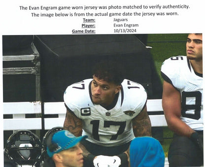 Evan Engram GAME USED 💪 10/13/24 PHOTO MATCHED 📸 Jacksonville Jaguars 🐆 Nike NFL On-Field Jersey👕 vs. Chicago Bears (London Game) 🌍