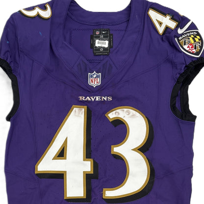 Justice Hill GAME-WORN💪10/12/25 On-Field Baltimore Ravens💜Jersey vs.Los Angeles Rams🐏