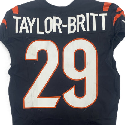 Cam Taylor-Britt GAME WORN 💪 10/05/25 Cincinnati Bengals Nike NFL Jersey vs.Lions inc. COA 🛡️