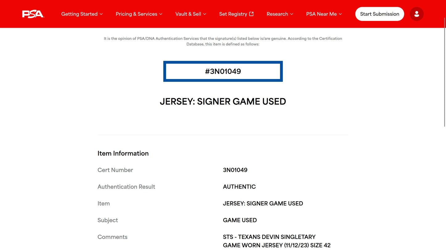 Devin Singletary GAME WORN 💪 11/12/23 & PHOTO MATCHED 📸 Houston Texans Nike NFL Jersey🎽 vs. Cincinnati Bengals – Salute to Service Game