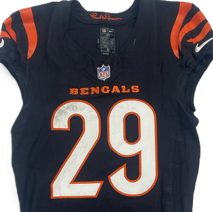 Cam Taylor-Britt GAME WORN 💪 10/05/25 Cincinnati Bengals Nike NFL Jersey vs.Lions inc. COA 🛡️