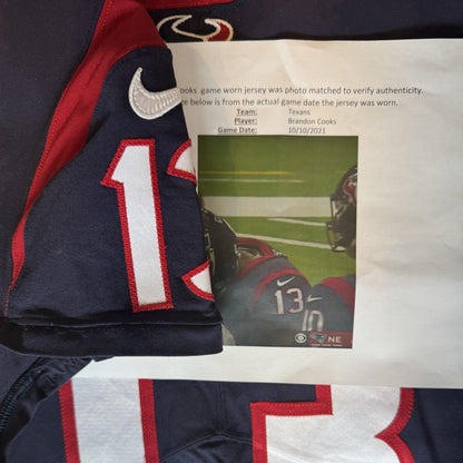 Brandin Cooks GAME WORN 💪 10/10/2021 PHOTO MATCHED 📸 Houston Texans NFL Jersey 🎽 vs. New England Patriots Also inc. PSA Authenticity 🛡️