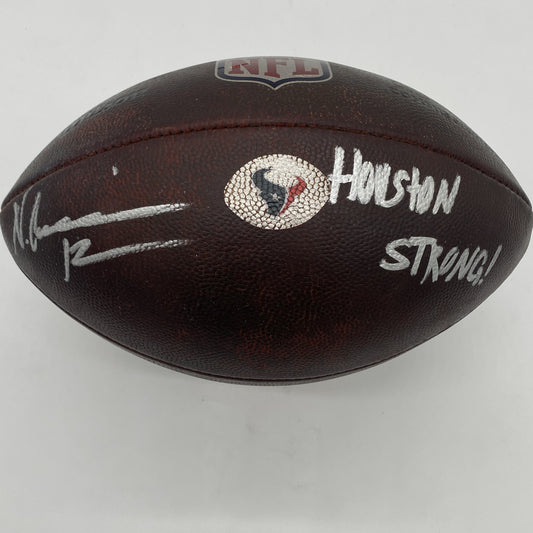 Nico Collins Hand Signed 🖊️ Practice-USED 💪 Wilson The Duke NFL Ball Inscribed "Houston Strong!"