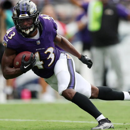 Justice Hill GAME-WORN💪10/12/25 On-Field Baltimore Ravens💜Jersey vs.Los Angeles Rams🐏