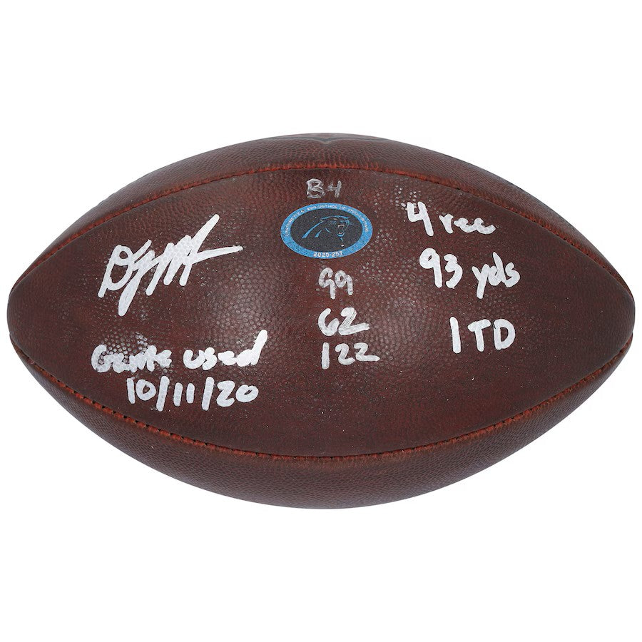 DJ Moore Signed + Inscribed Carolina Panthers GAME-USED💪10/11/20 Wilson Duke Football with Multiple Inscriptions