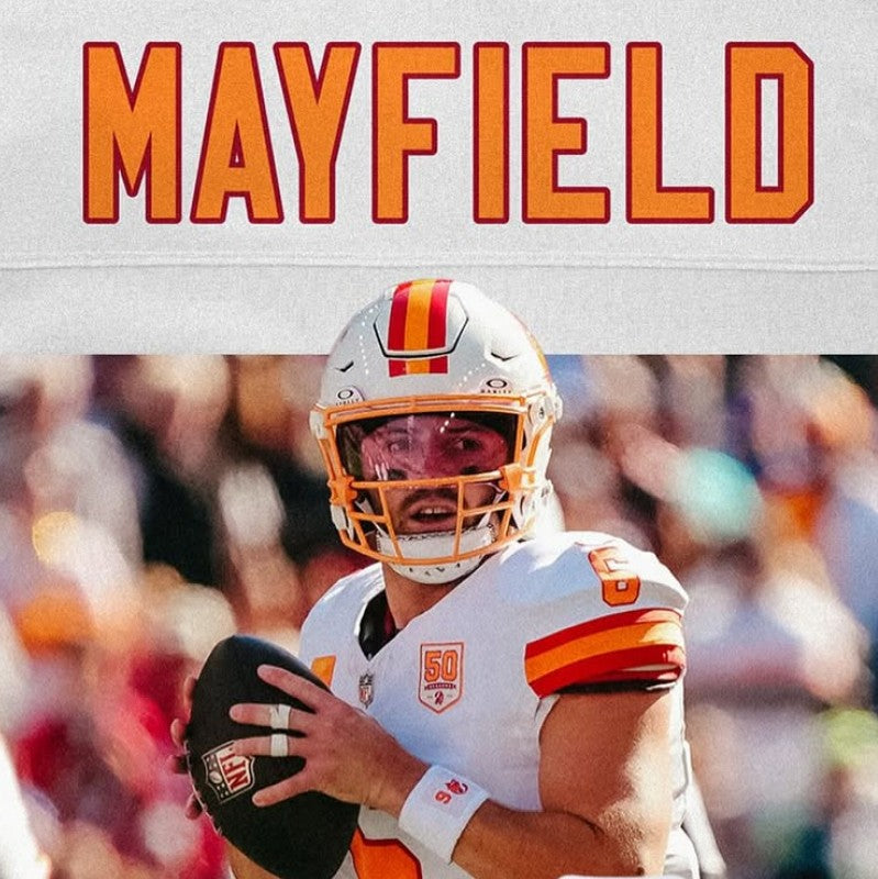 Baker Mayfield GAME-ISSUED🔥Tampa Bay Buccaneers Nike NFL Iconic 1976 Jersey 👕 Also includes Certificate of Authenticity + 50 Seasons Patch 🛡️